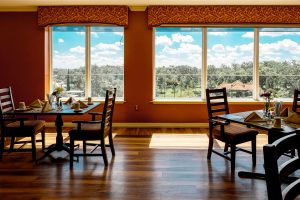 Enjoy the spectacular view while dining.