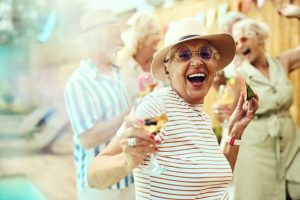 Senior dances at a senior living cocktail event